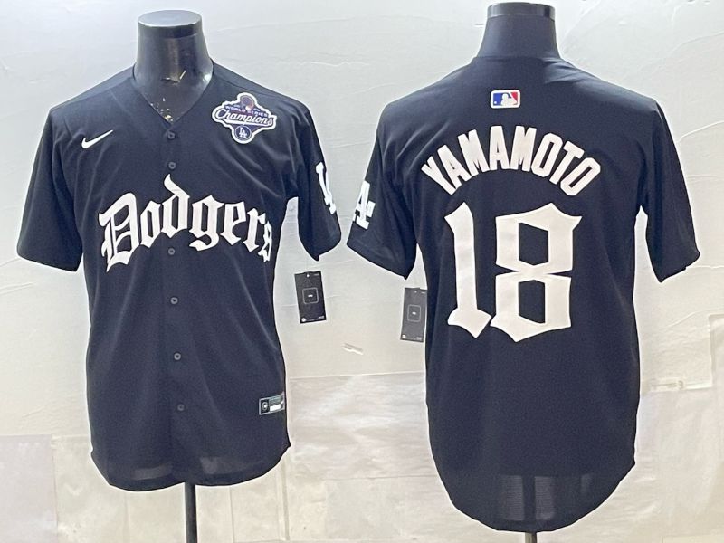 Men 2026 Nike Los Angeles Dodgers #18 Yamamoto Black Game MLB Jersey 02->los angeles dodgers->MLB Jersey